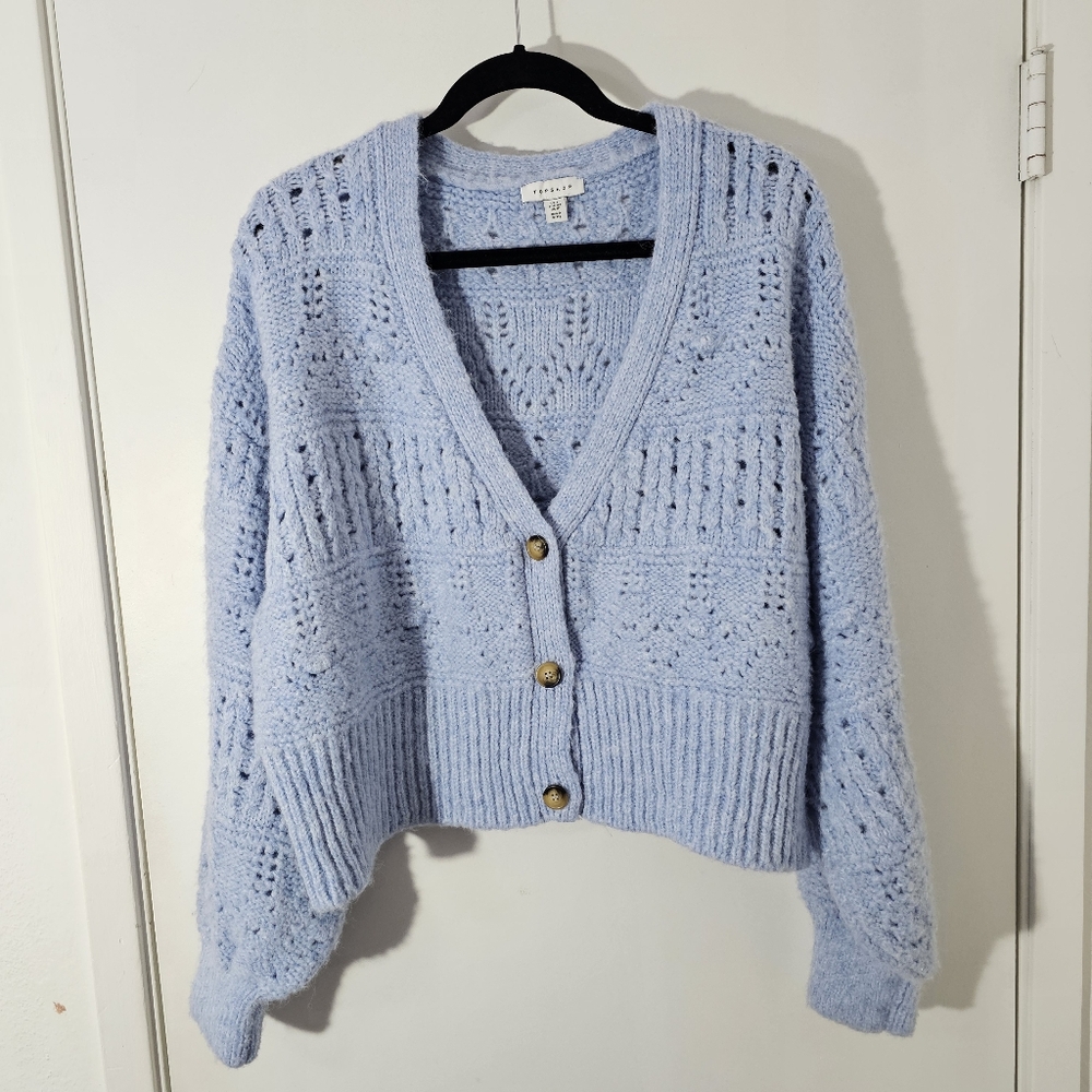 Topshop Stitchy Cardigan Light Blue Large